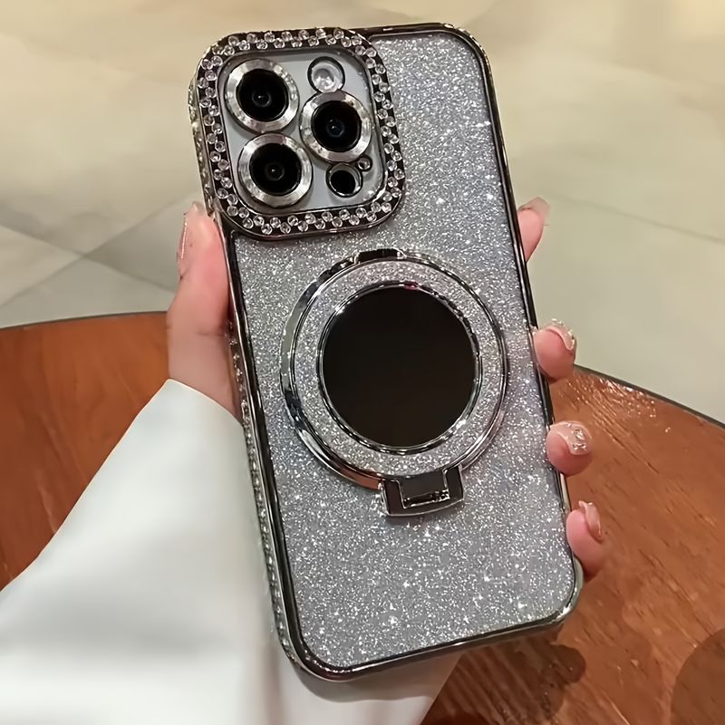 New Luxury High-Grade Glitter Double Row Diamond Mirror Magnetic Mobile Phone Case Suitable For Iphone 16 15 14 13 12 11 Pro Max /_voghion.com