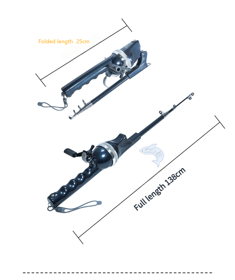 Canne à pêche ultra courte et pliable avec moulinet intégré pour lancer longue distance_voghion.com