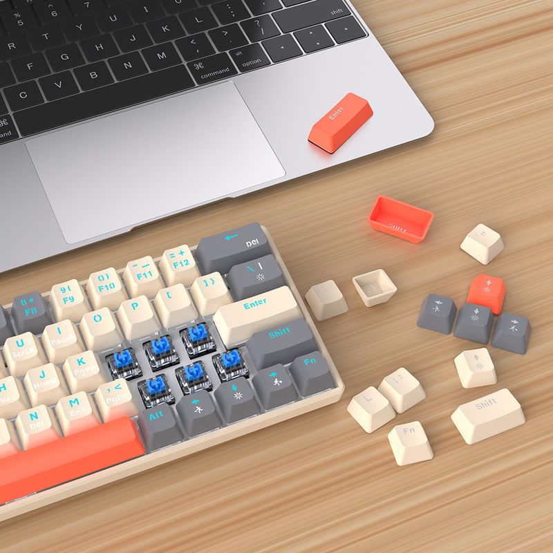 Nuevo teclado mecánico T60 con interruptor azul de 63 teclas, teclado para juegos por cable USB con efecto de 18 luces RGB para jugadores de PC de escritorio_voghion.com