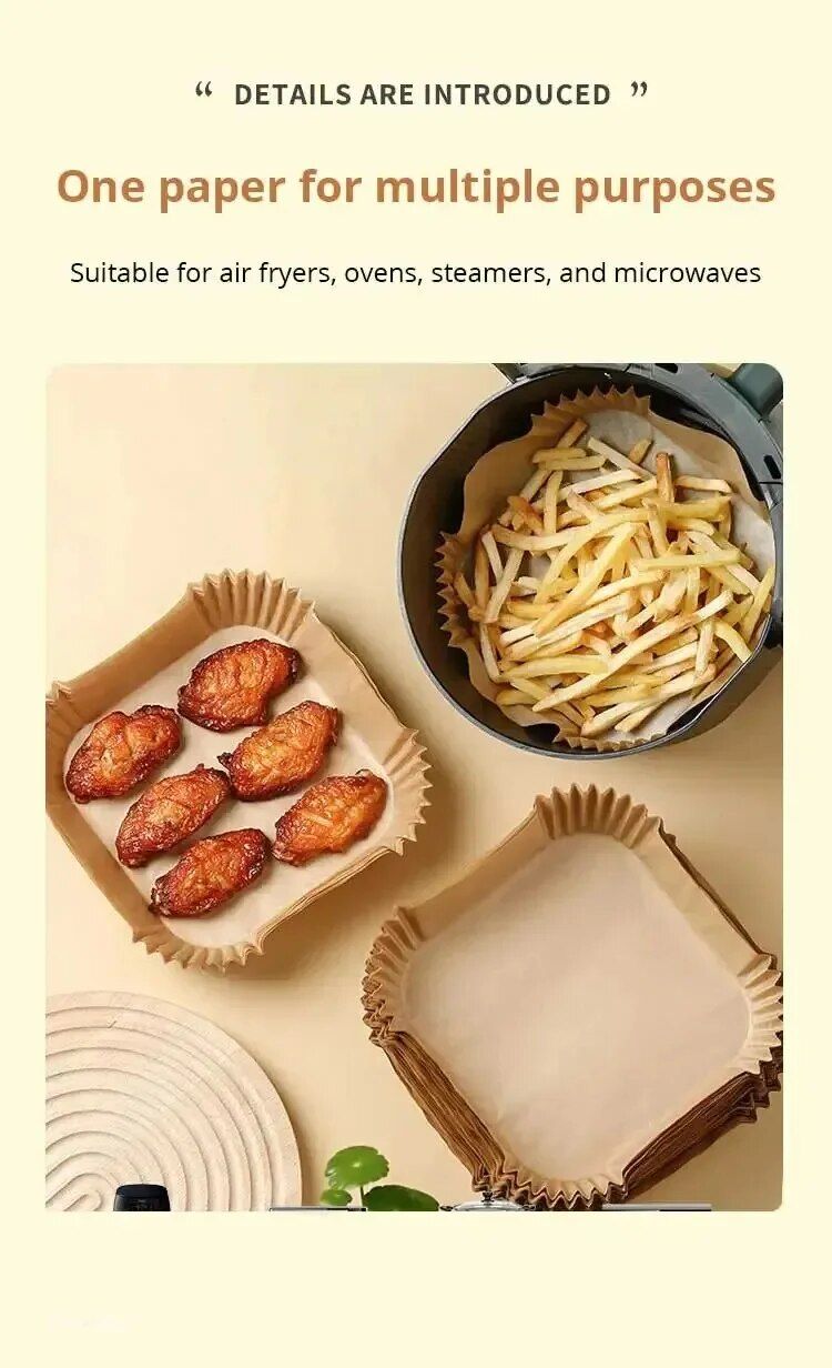50Pcs Air Fryer Disposable Paper Non-Stick Airfryer Baking Papers Round Air-Fryer Paper Liners Paper Kitchen Accessories_voghion.com