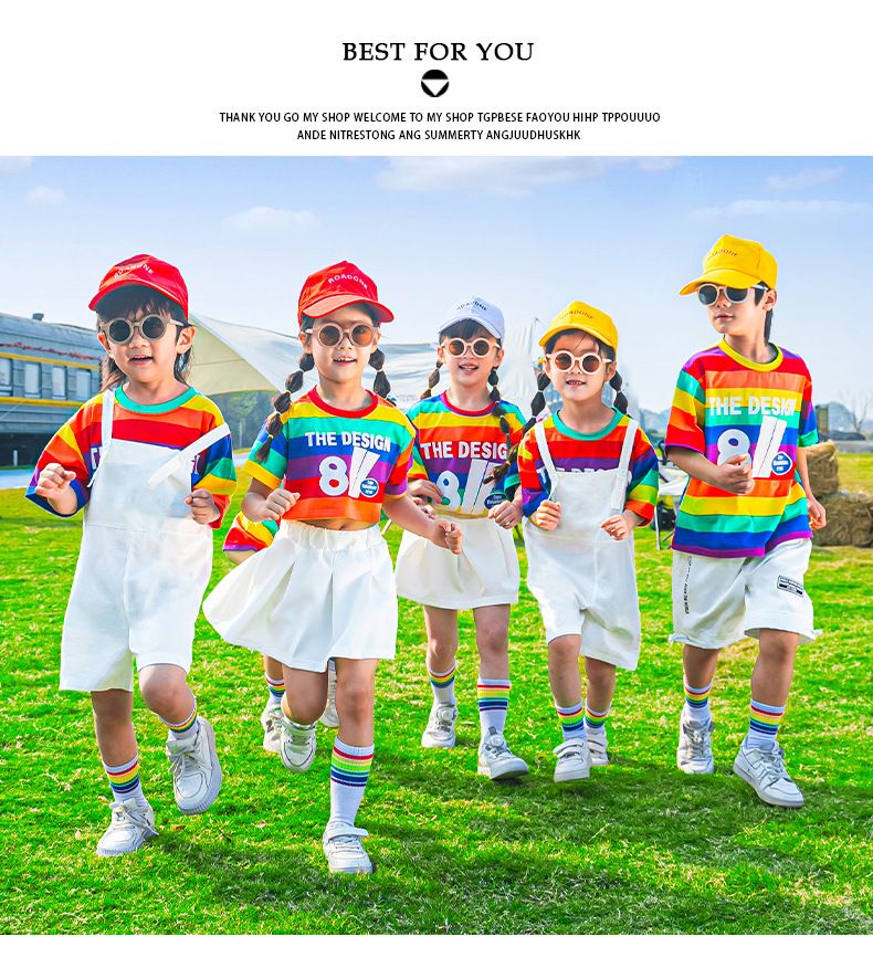 Costumi per spettacoli per la giornata dei bambini, costumi per spettacoli di gruppo di cheerleading per ragazzi e ragazze, arcobaleno, per la scuola materna e la scuola primaria._voghion.com