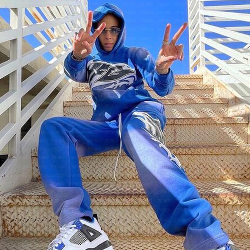 Ensemble sweat à capuche rétro Y2K – Sweat à capuche et pantalon de survêtement d'inspiration vintage avec imprimé personnalisé_voghion.com