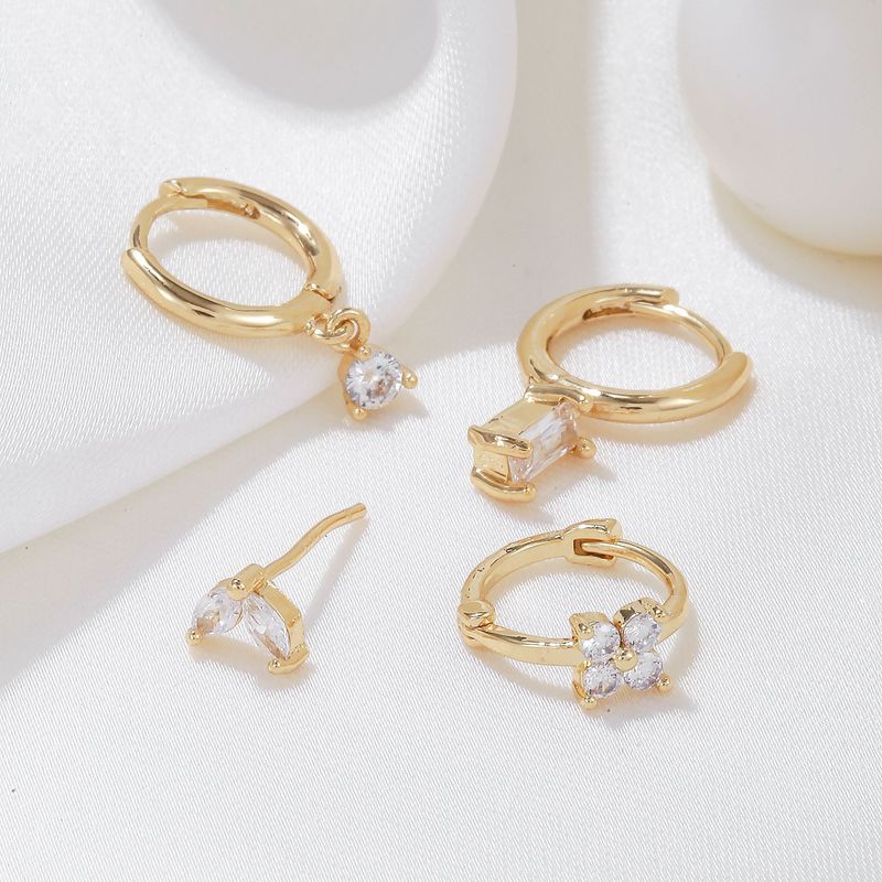 Fashion geometric style zircon earrings niche earrings set multiple pairs of light luxury personality trend sweet cool earrings for women_voghion.com