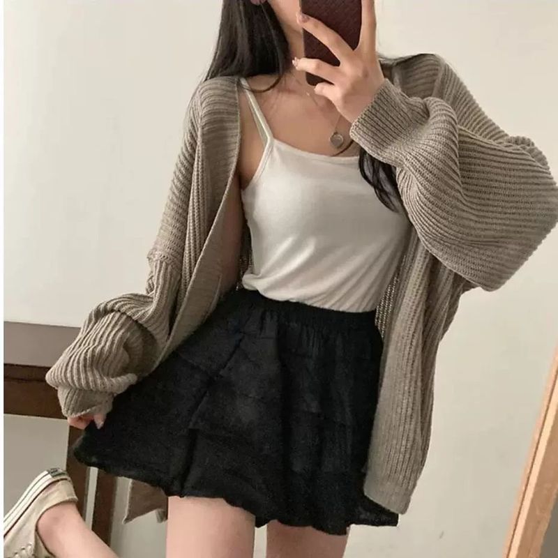 South Korea Chic Autumn Winter Age-Reducing Loose Casual Lazy Versatile Mid-Length Sweater Cardigan Women's Warm Coat_voghion.com