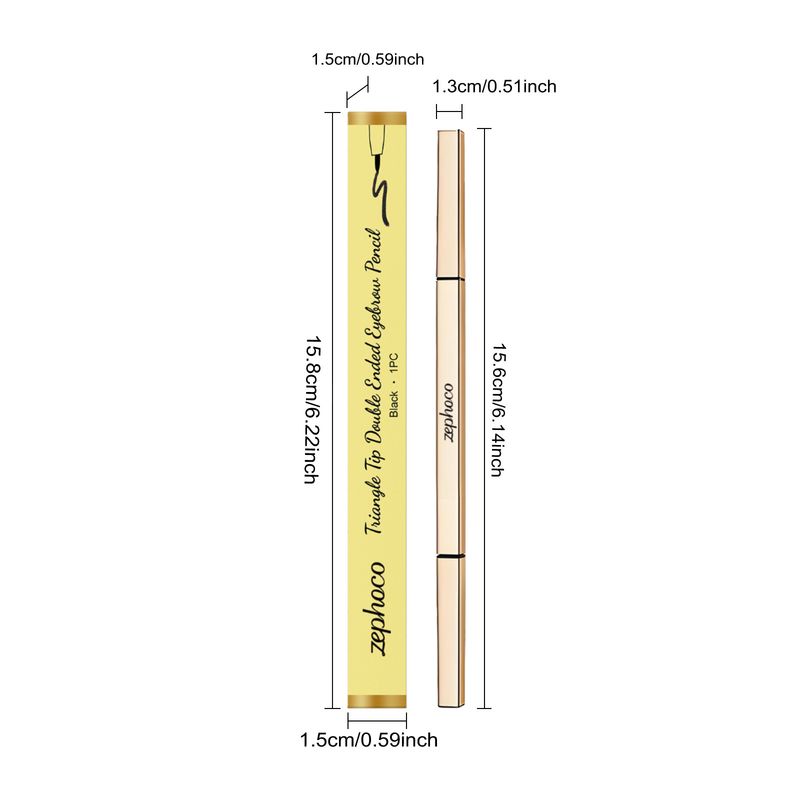 Zephoco Black 2-in-1 Rotating Eyebrow Pencil Smooth Strokes Smudge-Resistant Create Natural Three-Dimensional Wild_voghion.com