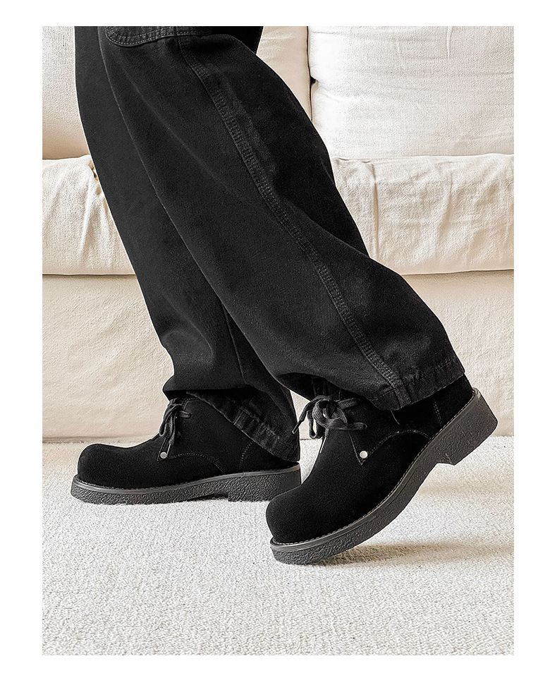 Bottes Martin japonaises rétro en velours de vache pour hommes, chaussures derby à grosse tête, bottes d'outillage courtes_voghion.com