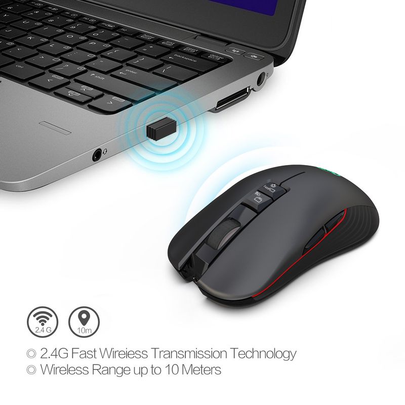 Neu T30 Wiederaufladbare Drahtlose 3600dpi Einstellbare Bunte Glow Spiel 7D Maus mit Licht_voghion.com