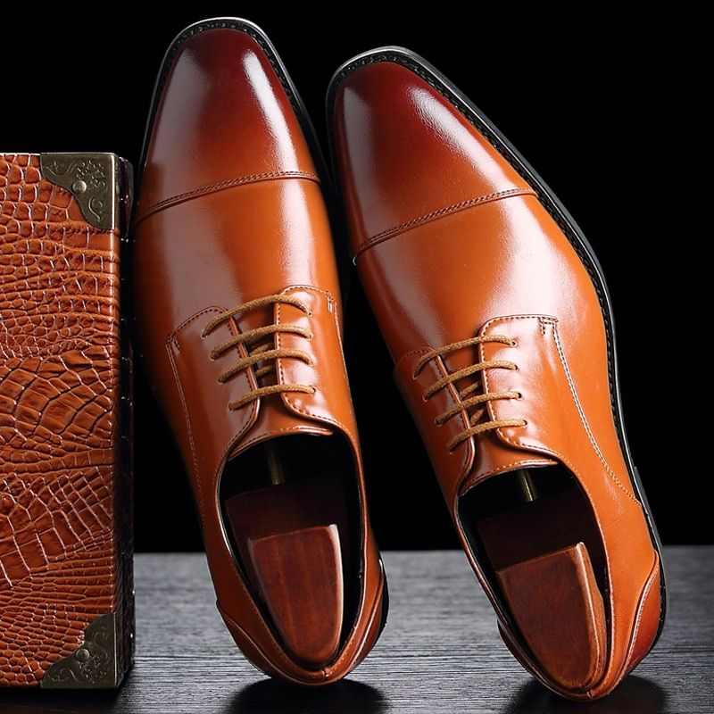 Herren Klassische Retro Derby Schuhe Herren Business Kleid Büro Lederschuh Flats Männer Mode Hochzeit Party Oxfords EU Größe_voghion.com