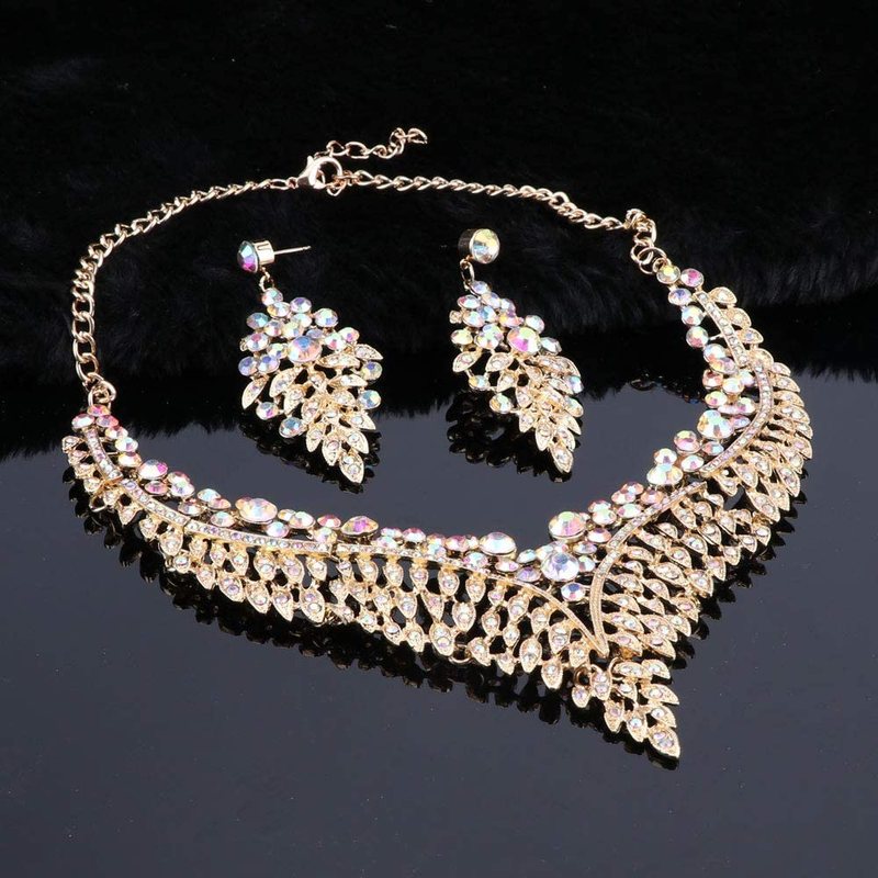 Set di gioielli da donna con strass da sposa in cristallo con strass_voghion.com
