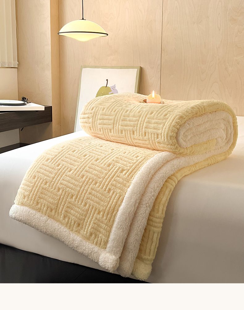 2025 Taffeta Lamb Wool Double Layer Thickened Carved Multifunctional Leisure Throw Nap Blanket_voghion.com