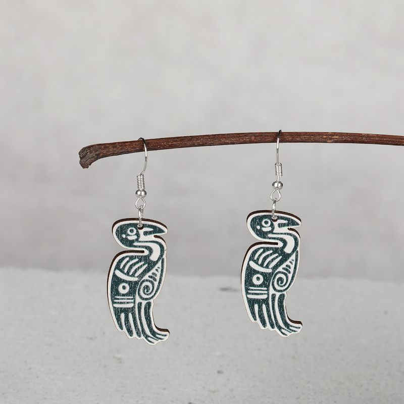 Nuovi orecchini pendenti in legno con immagine Maya personalizzata, completamente ecologici e gestiti_voghion.com