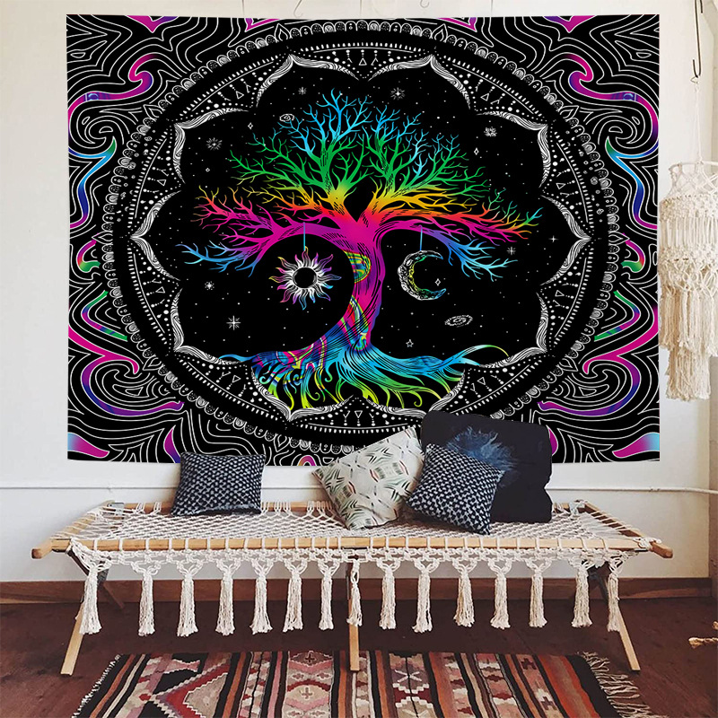 Psychedelische Farbe Live-Streaming Wandbehang Dekoration Hintergrund Stoff Schlafzimmer ins Wandbehang Dekoration Schlafzimmer_voghion.com