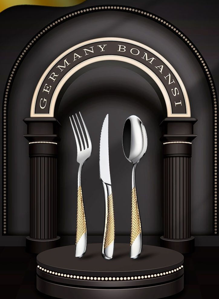 【Neuer europäischer Stil】 Hochwertiges Western- und Gabelset aus lebensmittelechtem Edelstahl mit verdicktem Steakmesser für den gewerblichen Gebrauch_voghion.com