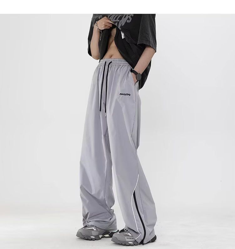 Charge For Men In Summer, Thin And Cool, Trendy Brand, Loose Casual P, American High Arcade Style, Wide Leg Sports_voghion.com