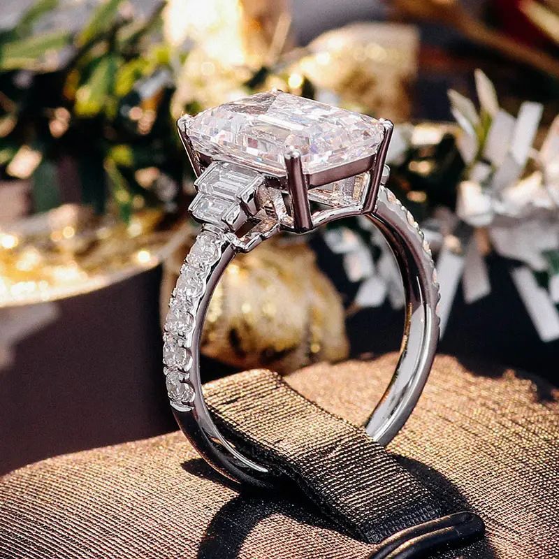 Cao Shi, anello singolo con zircone intarsiato quadrato, semplice e di personalità, per fidanzamento, matrimonio, gioielli coordinati, moda_voghion.com
