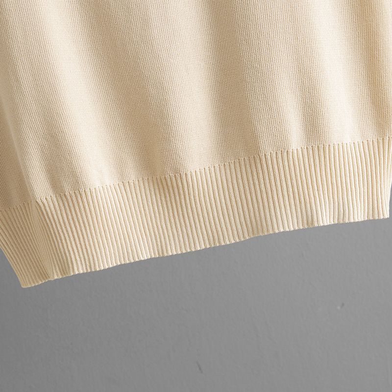 Top lavorato a maglia tinta unita con scollo a V e completo casual a due pezzi con gamba larga e vita alta alla moda estiva_voghion.com