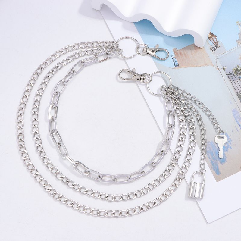 New Fashion Personalized Key Lock Metal Multi Layer Pants Chain For Men And Women_voghion.com