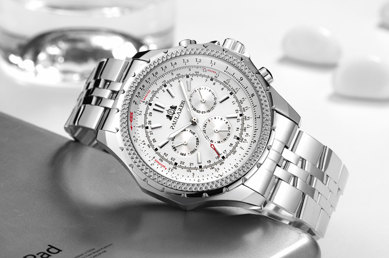 Automatische mechanische multifunktionale leuchtende Herrenuhr Kupfergürtel Leder_voghion.com