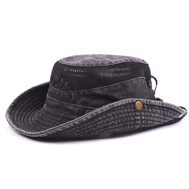 Outdoor Bucket Hat Men Summer Breathable Panama Cap Cotton Jungle Fishing Mesh Hat Hiking Beach Sun Protector Caps For Men's_voghion.com