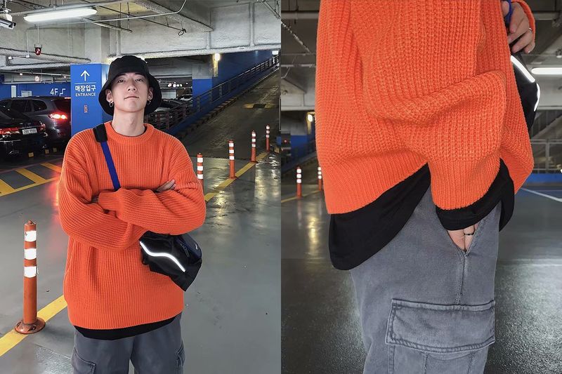 Japanese retro solid color knitted in autumn winter fashion, with base layer and a lazy style sweater jacket for men_voghion.com