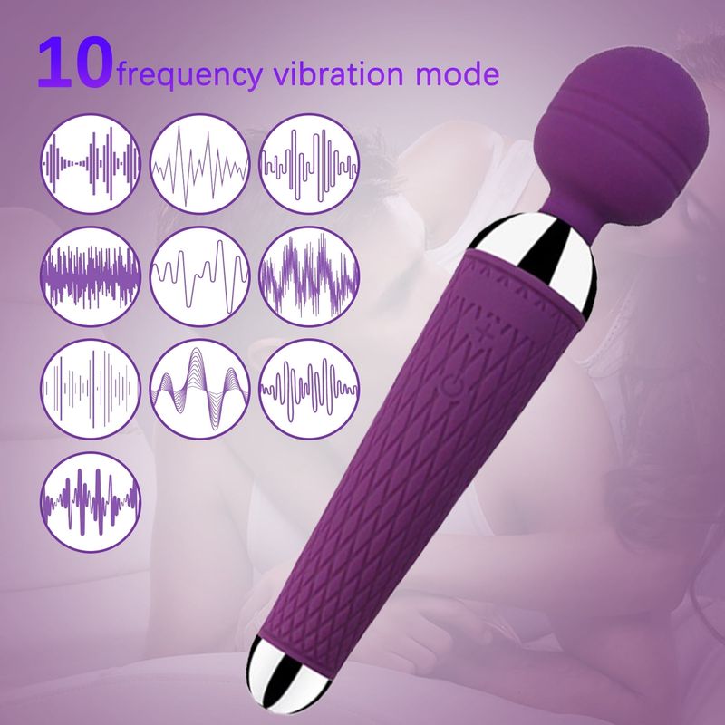 Centerel Stabmassagegerät mit 10 Vibrationsmodi, wasserdichtes Körpermassagegerät, Dunkelviolett, persönlicher Massagestab_voghion.com