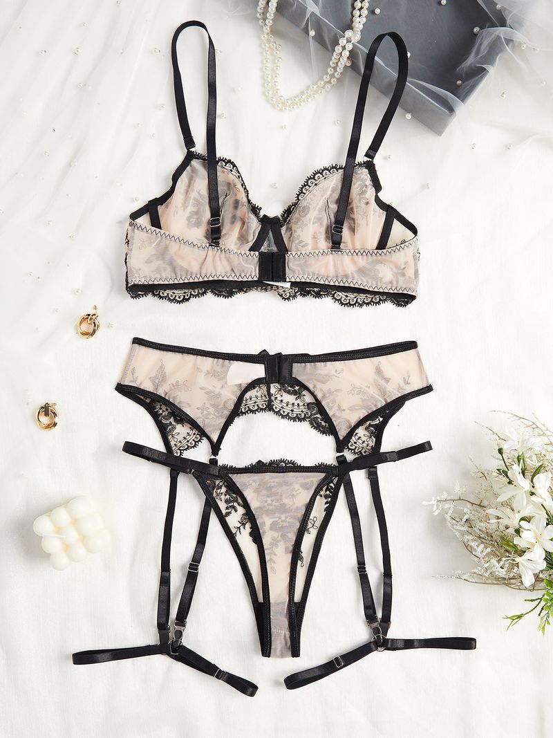 2025 Nuo New Style Push-Up Bra Mesh Embroidery See-Through Temptation Comfortable Close-Fitting Underwear Set For Women_voghion.com