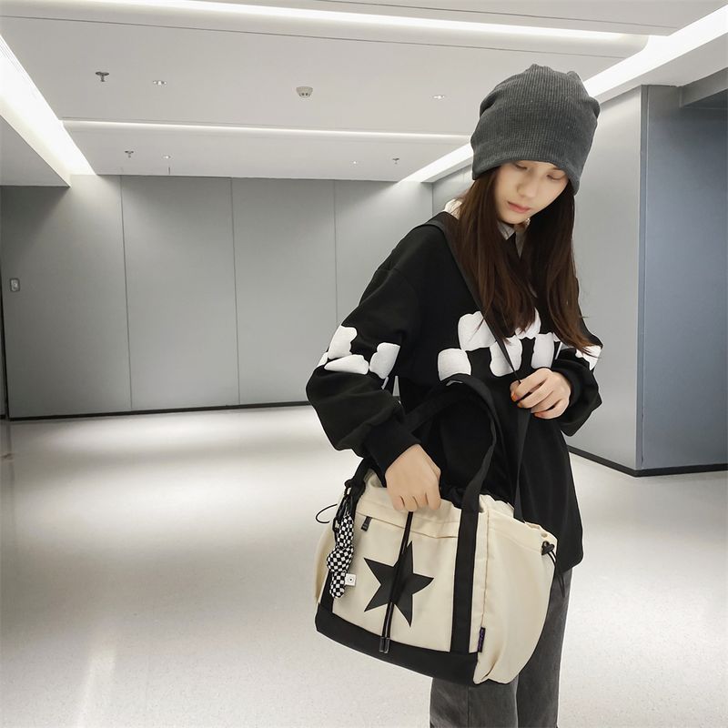 Pentagram Prints Nylon Fabric Crossbody Bags For Women Splash-proof Unisex Handbag Big Capacity Shopper Shoulder Bucket_voghion.com