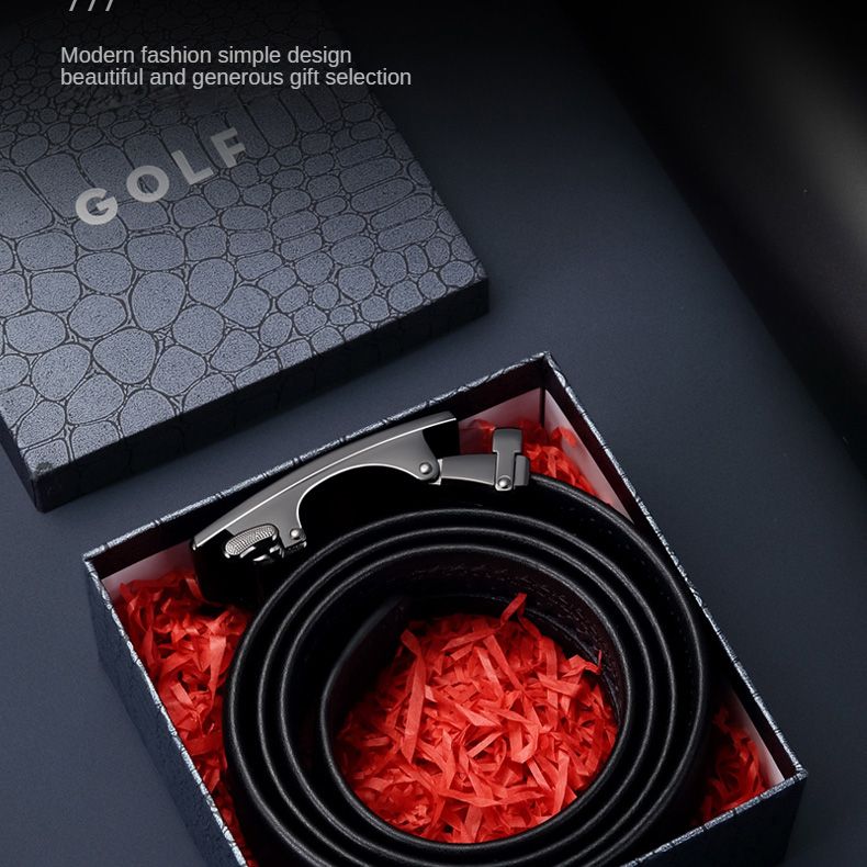 HOT GOLF Herren Gürtel aus echtem Leder mit automatischer Schnalle, trendiger Casual Business-Hosengürtel, vielseitig und einfach_voghion.com