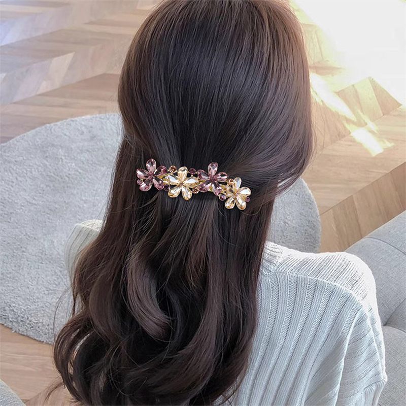 K9 Kristallblume Großer Clip, Mutterstil, Weibliches Accessoire für Erwachsene, Hinterkopf-Federclip-Haar-Accessoire_voghion.com