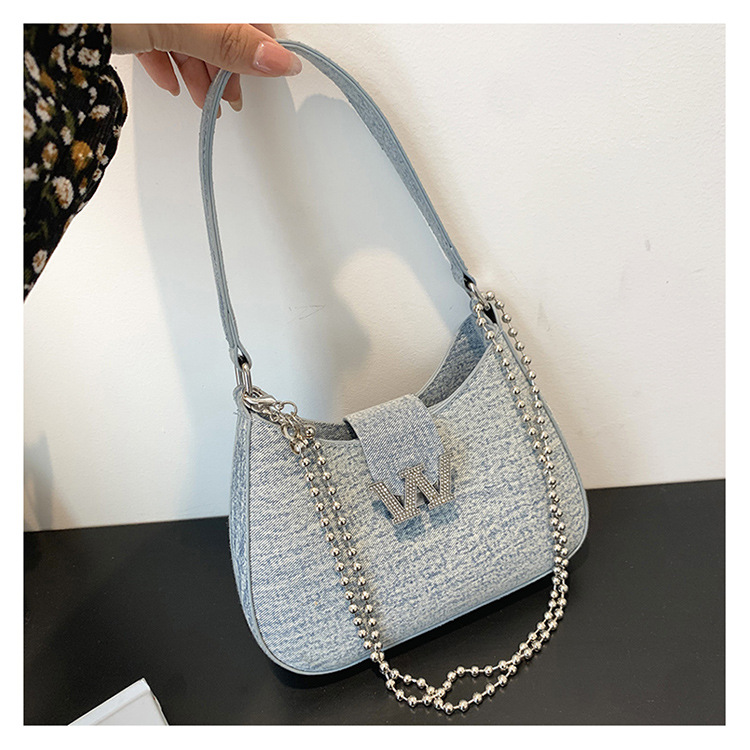Factory Wholesale 2023 New Homeless Bag Women's Single Shoulder Messenger bag Crescent handbag rhinestone buckle armpit bag_voghion.com