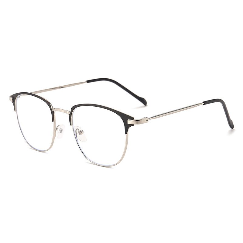 Modische quadratische Unisex-Brille aus Metall für Männer und Frauen für Partys, sanfter schwarzer Augenbrauenrahmen_voghion.com