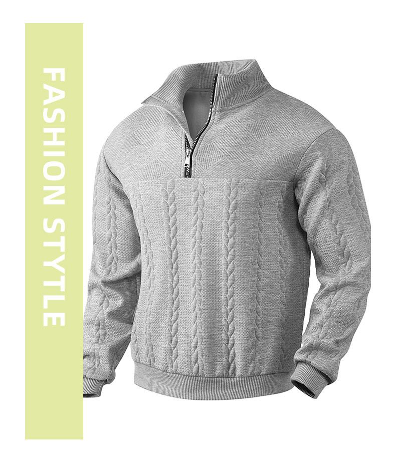 Herren-Sweatshirt mit halbem Reißverschluss – Leichter Kapuzenpullover mit Stehkragen, locker sitzendes, langärmliges Freizeitoberteil für Herbst und Frühling_voghion.com