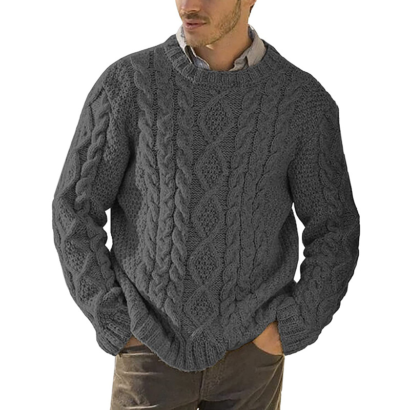 Men's Solid Color Knit Sweater - Classic Round Neck Long Sleeve Pullover, Soft & Breathable, Plus Size Available, Autumn Winter Casual Wear_voghion.com