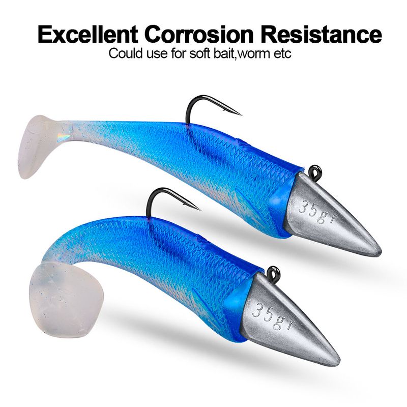 Long Casting Lure Anti-Hooking Original Color Fish Lead Head 7g-35g Soft Worm Weighted Root Fishing Hook_voghion.com