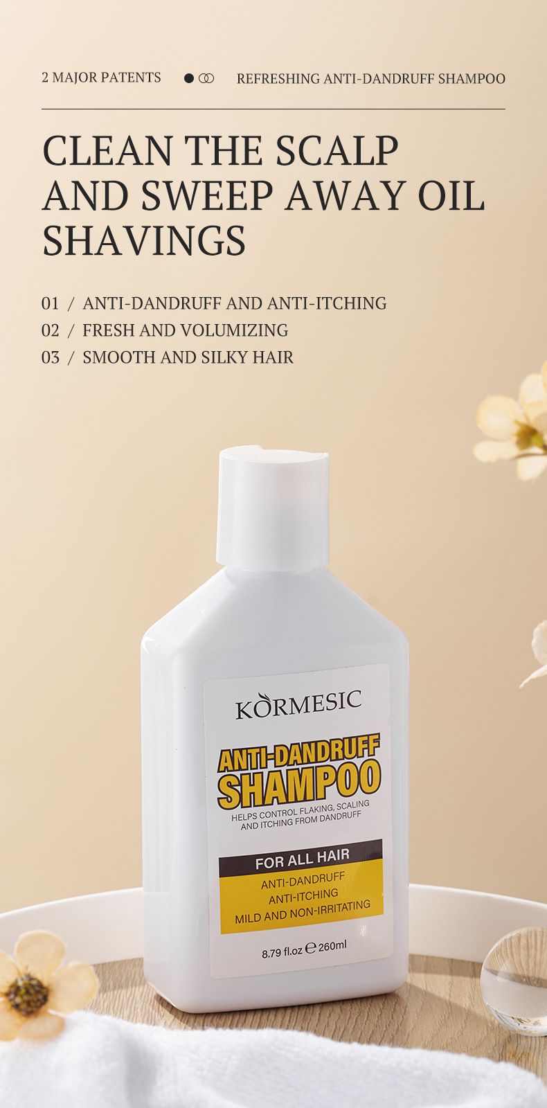 KORMESIC Shampoo Rinfrescante e Ammorbidente per il Controllo dell'Olio 260ml_voghion.com