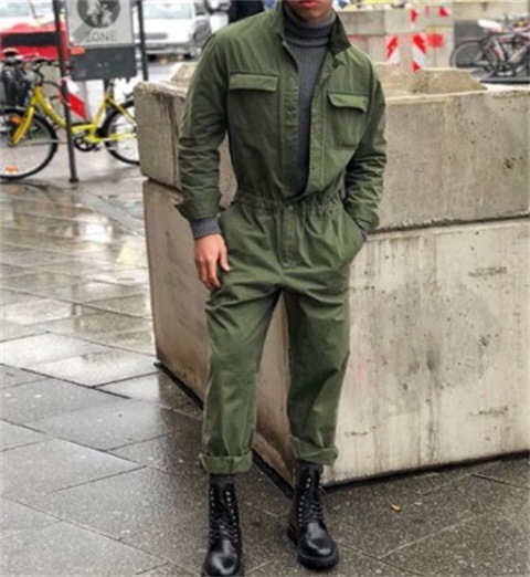 Winter neue lässige mode für männer einfarbig top lange ärmel + lose hosen stehkragen kleidung casual anzug_voghion.com