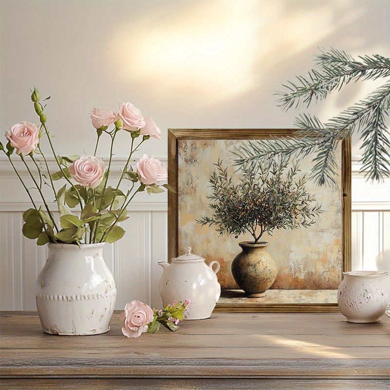 8x8 Rustic Olive Tree Wood Sign Vintage Farmhouse Wall Art For Home/Office No Batteries Needed Perfect Gift ,for Art Lovers Christmas/Easter/Birthdays_voghion.com