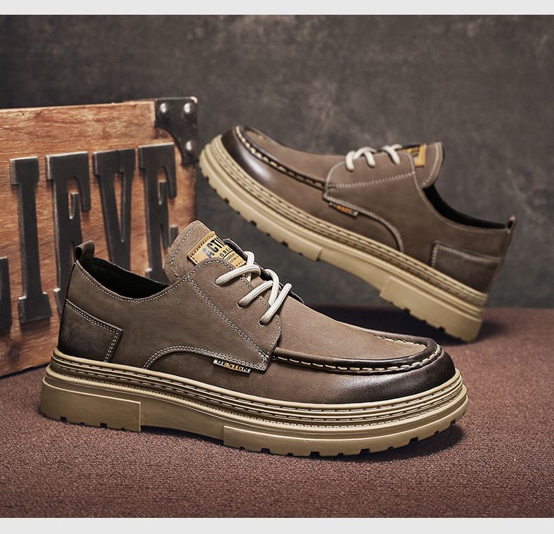 Derby Herbst British Business Casual Leder Herren Formelle Arbeit Dicke Sohle Niedrig geschnitten Martin Trendy Schuhe_voghion.com