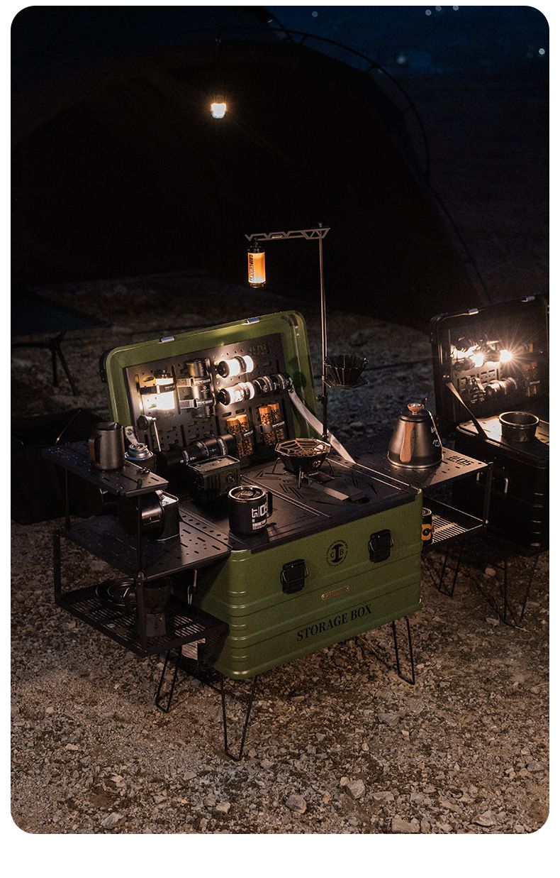 Sistema de camping modular IGT: Cafetera de aluminio con paneles laterales extensibles y adaptadores para hornillo Spider_voghion.com