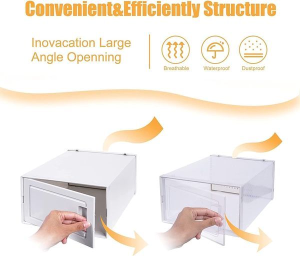 WAYTRIM Clear Plastic Stackable Storage Shoe Box, 15 Pack Foldable Shoe Box Storage Sneaker Containers Storage Bins Shoe Storage Organizer Drawer Fi_voghion.com