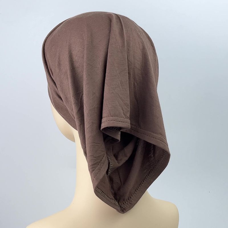 Dame hijab ensfarget bunnhatt komfortabel pustende hatt modal bomull panne kryss toveis turbanhatt_voghion.com
