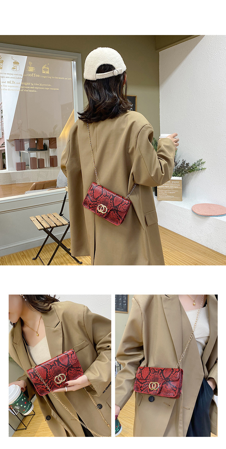 Borsa quadrata piccola con motivo serpente 2024 Nuova mini borsa per telefono europea e americana con tracolla a catena Borsa a tracolla_voghion.com
