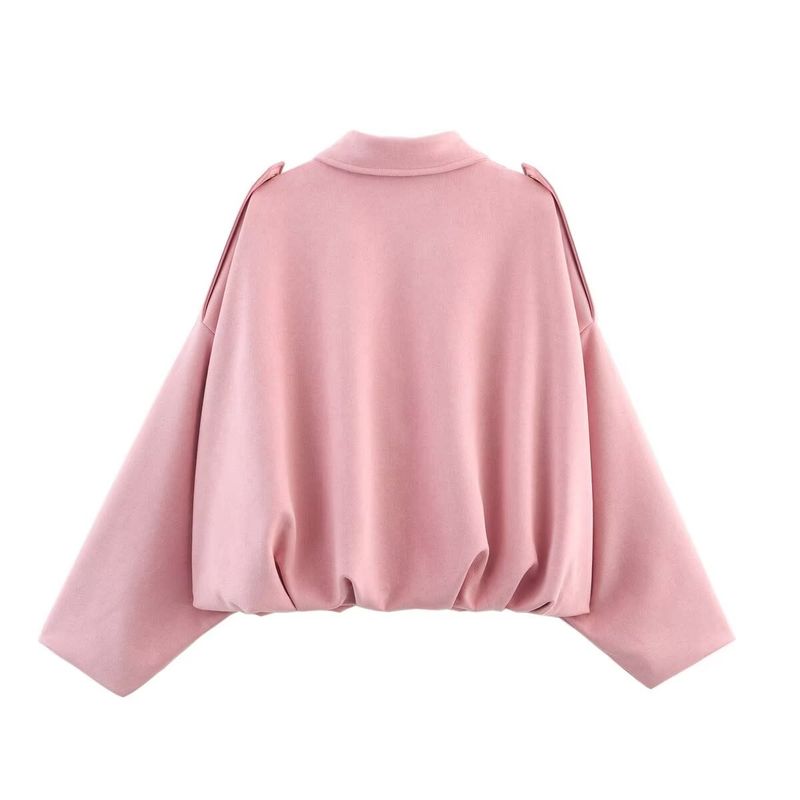 Women's Clothing Fashion Bomber Jacket With Batwing Sleeves - Stylish Zip-Up Casual Top For Spring (Multiple Colors & Sizes)_voghion.com