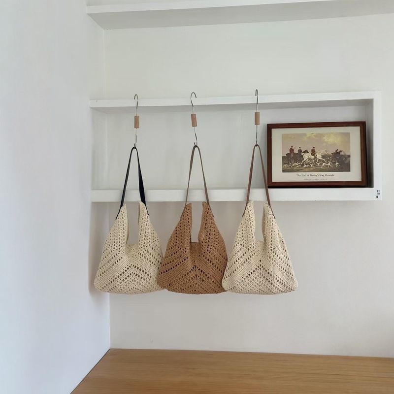 Urlaub Stil Strand Stroh Gewebte Tasche Für Frauen 2025 Neue Mode Nischen Design Mesh Schulter Handtasche_voghion.com