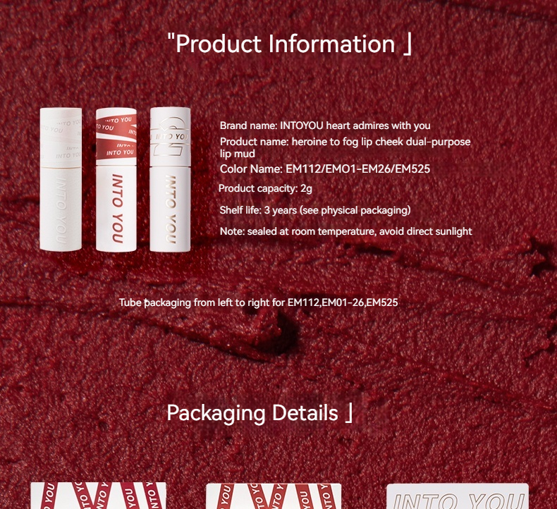 INTO YOU Fango Nebbia della protagonista femminile Viso Bocca di velluto opaco Smalto rosso Colore labbra Studente Marchio di nicchia a prezzi accessibili_voghion.com