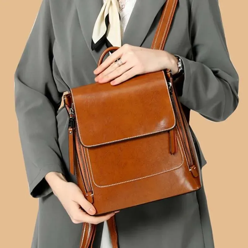 Designer 2025 Frauen Rucksack Daypack Schulter Schule Buch Laptop Echtes Leder Weibliche Dame Rindsleder Cross Body_voghion.com