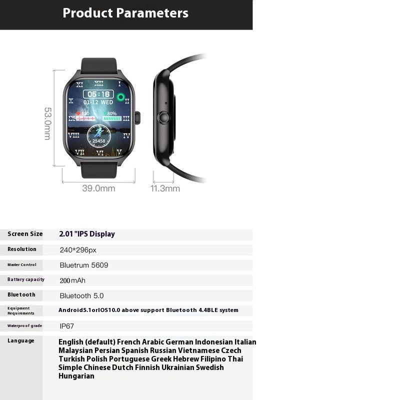 Reloj inteligente H16 con modelo privado transfronterizo, reloj inteligente con control del ritmo cardíaco, la presión arterial, el ejercicio y la salud, reloj deportivo GT40_voghion.com