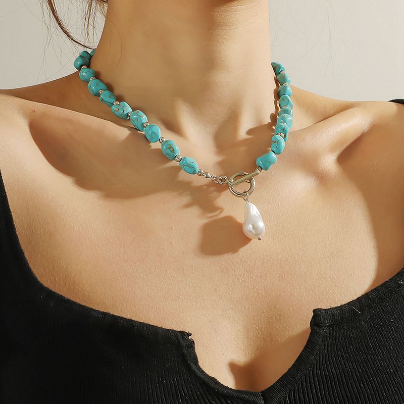 Boheemlaslik etsy disain türkiissinine etnilises stiilis ehtekäevõru liialdatud retro türkiissinine kaelakee_voghion.com