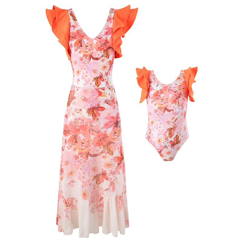 Maillot de bain familial Flash, une pièce, style familial, jupe en gaze, style ins_voghion.com