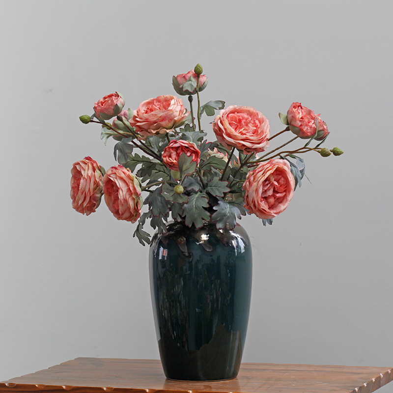 Blummen Grousshandel Imitatiounsblummen Seideblummen Botterblummen Land Lotus Retro Uelegmolerei Päonie Hochzäit Heemmodell Raumdekoratioun_voghion.com